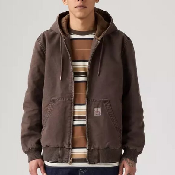 Levis Workwear Potrero Denim Hoodie Crackin Bracken T Brown NWT - Picture 2 of 3